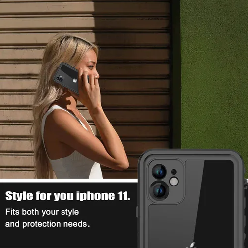 Miniatura 7 de Funda impermeable para iPhone 11 con protector de pantalla, protector de cuerpo completo, a prueba de golpes, a prueba de polvo, a prueba de Negro