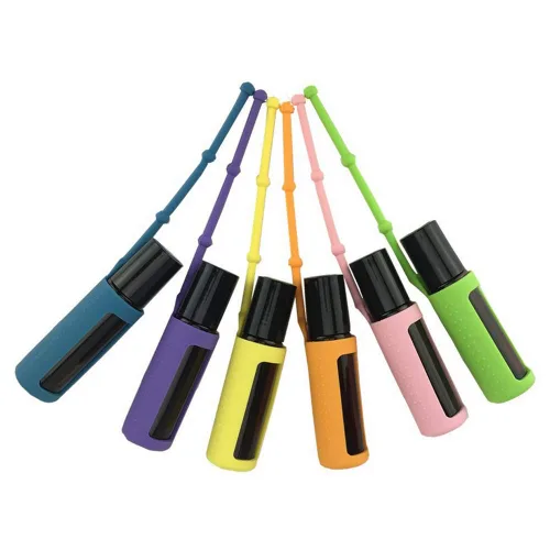 Miniatura 6 de ConStore Funda protectora de silicona para botella de aceite esencial, funda protectora de viaje con cuerda colgante, 12 uds