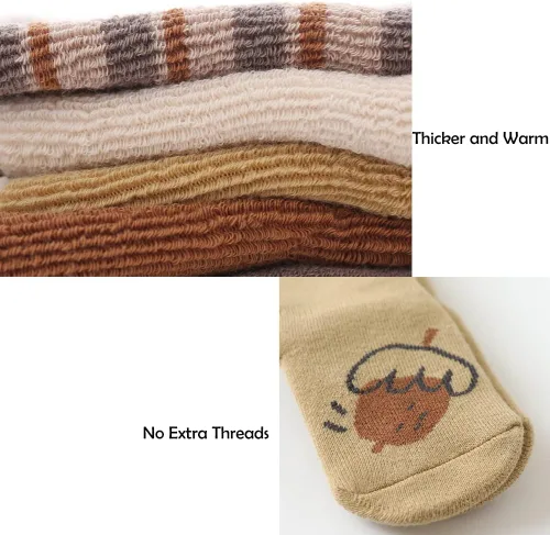 Miniatura 6 de Exegawe Baby Non Slip Socks Winter 5 Pairs Kid Thick Warm Crew Socks with Grips