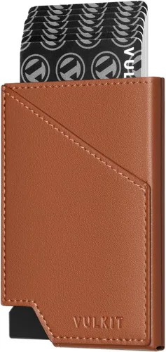 Miniatura 21 de VULKIT Cartera de tarjetas desplegable con bloqueo RFID, funda delgada de aluminio para tarjetas bancarias con bolsillo para dinero de negocios