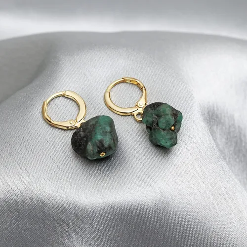 Miniatura 29 de Gempires Handmade Gemstone Hoop Earrings Raw Crystal Dangle Jewelry Hypoallergenic Gold Plated Lightweight Elegant Jewelry Gifts For Women
