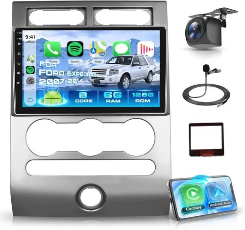 Miniatura 11 de Estéreo de coche Android de 4 núcleos+64G para Ford Expedition 2007-2014 (A/C) inalámbrico Carplay Android Auto, radio de pantalla táctil de 9