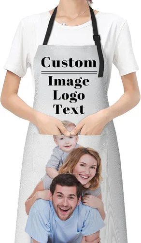Miniatura 12 de Personalized Custom Aprons with Pockets for Women Men with Chef Name Text Logo Picture Kitchen Aprons
