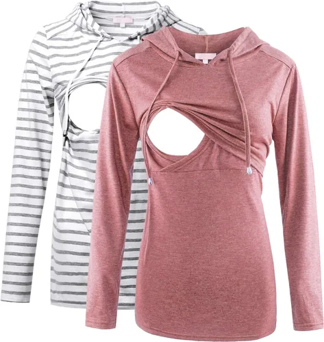 Miniatura 50 de Bhome Camisa de lactancia de manga larga con capucha para lactancia materna