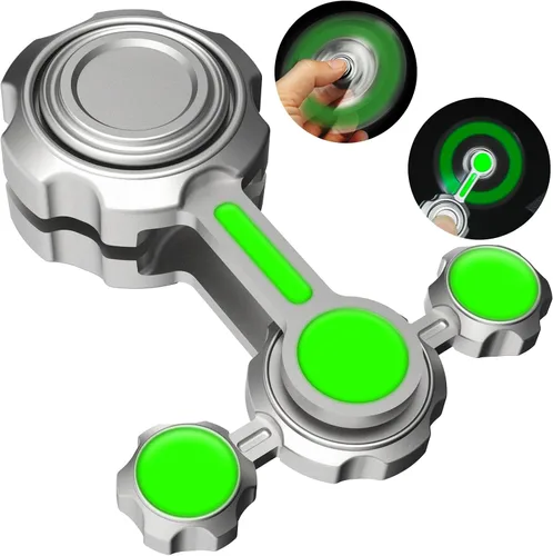 Juguete giratorio de metal que brilla en la oscuridad, juguete antiestrés luminoso para niños y adultos, 2 brazos, juguete sensorial de escritorio