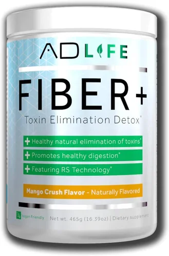 Project AD Fiber+ Suplemento de fibra vegana en polvo, apoya la salud intestinal y la regularidad digestiva (Mango, 16.4 onzas)