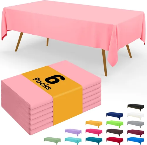 Miniatura 107 de Smiry - Juego de 6 manteles desechables, 54 x 78 pulgadas, manteles impermeables rectangulares para fiestas, cubierta de mesa de plástico