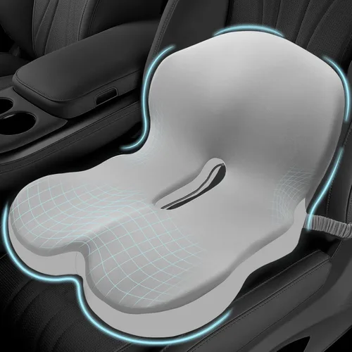 Miniatura 9 de Cojín de asiento de espuma viscoelástica para ciática y alivio del dolor de espalda, almohadilla ergonómica para silla con correa ajustable y funda