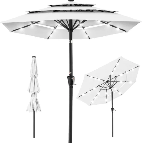 Miniatura 13 de Best Choice Products - Sombrilla solar de 10 pies de 3 niveles para patio, sombrilla de sol para exteriores, mercado, patio trasero, terraza, junto