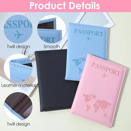 Miniatura 3 de Nogeqi Funda para pasaporte para mujeres y hombres, con bloqueo Rfid con tarjetero para tarjetas de crédito, billete aéreo, 3