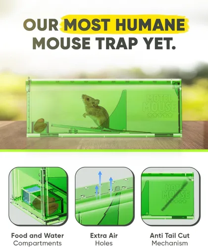 Miniatura 2 de Trampas para ratones Motel Mouse humanas sin matar, captura viva y liberación 4 paquetes - Reutilizable, fácil de usar y limpiar, liberación sin