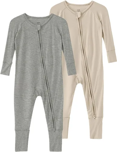 Miniatura 17 de Pijama de viscosa de bambú sin pies para niños y niñas, pijamas con cremallera para dormir y jugar, mameluco - 0-24 meses