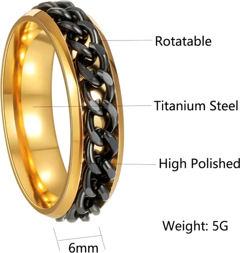 Miniatura 49 de Anillos giratorios para la ansiedad para hombre, anillos clásicos de cadena para mujeres y adultos, anillo de acero de titanio