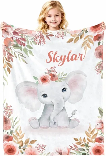Miniatura 28 de Manta de bebé personalizada con nombre, cobijas de franela suaves y personalizadas con diseño de animales para recién nacidos, niños y niñas