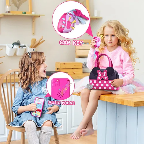 Miniatura 8 de Kaodezhu Juego de monedero de simulación para niñas pequeñas, juego de simulación, juguetes de maquillaje para niños de 3, 4, 5, 6 años, bolso