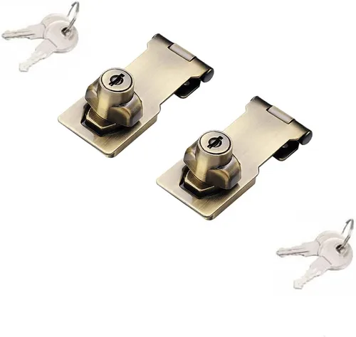 Paquete de 2 cerrojos con llave, perilla giratoria, cerrojo de bloqueo con llave para puertas pequeñas, gabinetes y más, acero inoxidable, cerrojo