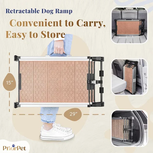 Miniatura 3 de Rampa para perros para automóvil, rampa antideslizante estable para perros grandes, 63 pulgadas de largo y 15 pulgadas de ancho, capacidad de 250
