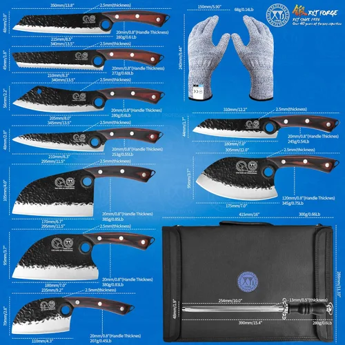 Miniatura 2 de XYJ - Juego profesional de cuchillos de chef serbios con bolsa enrollable, cuchillos de cocina japoneses, cuchillo de carnicero, cuchillo de cocina