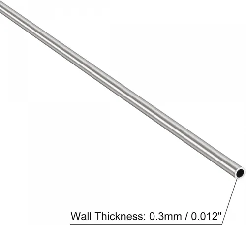 Miniatura 3 de uxcell Tubo redondo de acero inoxidable 304 0.079 in OD 0.012 in espesor de pared 11.811 in longitud 2 piezas