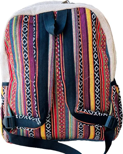 Miniatura 5 de Mochila hecha a mano de algodón de cáñamo del Himalaya de diseño único de 17 pulgadas grande Hippie, Festival, Senderismo y Tablet Laptop Mochila