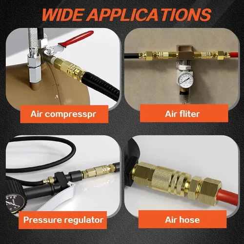 Miniatura 9 de Kit de acoplador de aire y enchufe, 22 piezas de 1/4" NPT de conexión rápida de aire con junta universal giratoria de 360°, accesorios de compresor