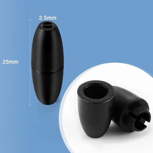 Miniatura 2 de WILLBOND 100 cierres separables para collares, cierres de pulsera de seguridad de plástico para cordón, conectores de barril de cuentas para Negro