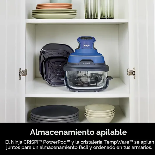 Miniatura 14 de Ninja Crispi Sistema de Freidora de Aire de Vidrio Portátil 5 en 1, 1500W, 6 Tazas, Contenedores TempWare de 4 Cuartos y 2.5 Cuartos con Tapas, Apto
