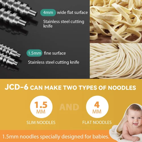Miniatura 3 de Newhai Máquina Eléctrica Familiar para Hacer Pasta, Fabricante de Fideos, Rodillo de Masa para Espaguetis, Prensa de Acero Inoxidable 135W para Uso