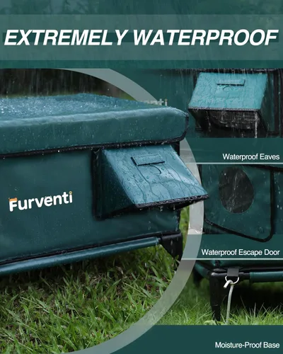 Miniatura 2 de Casa para gatos con calefacción al aire libre en invierno, extremadamente aislada y resistente a la intemperie, refugio elevado para gatos ferales