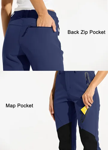 Miniatura 4 de Willit Pantalones de nieve para mujer impermeables cálidos pantalones de senderismo para invierno pantalones para exteriores aislados para clima frío