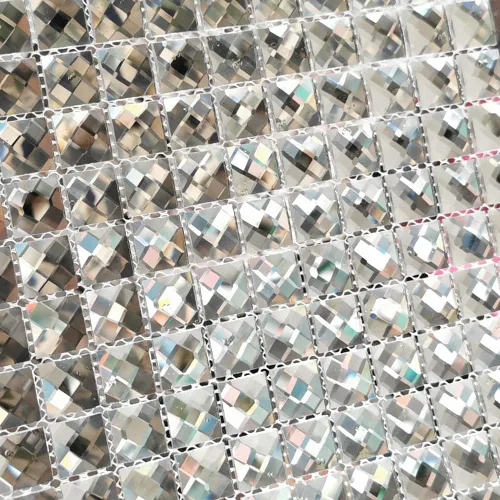 Miniatura 9 de Mosaico de cristal de espejo, 5 caras cuadradas biseladas de cristal plateado espejo de 12 x 12 pulgadas sin costuras para cocina y baño, 5 hojas