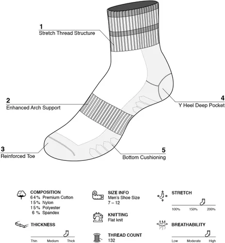 Miniatura 2 de u&i - Calcetines deportivos de algodón para hombre (4 unidades, 8 unidades)