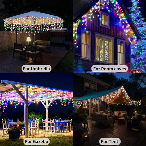 Miniatura 7 de Luces solares de Navidad para exteriores, 82 pies, 660 luces LED multicolor, funciona con energía solar con control remoto, luces solares que