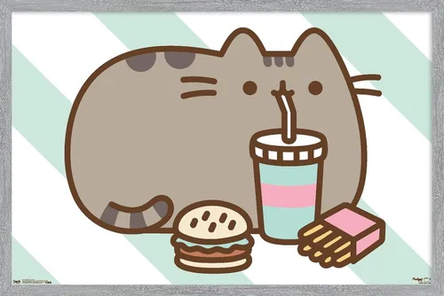 Miniatura 16 de Trends International Pusheen - Póster de pared de alimentos, 14.725 x 22.375 pulgadas, versión enmarcada de madera de granero