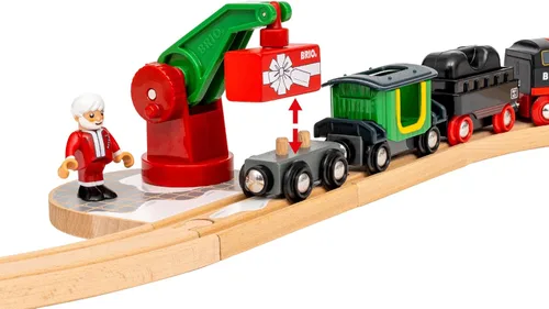 Miniatura 3 de BRIO World - Tren de Vapor Navideño - Tren Operado a Batería - Motor de Vapor Motorizado de 27 Piezas para Pista de Madera con Luces y Vapor Apto