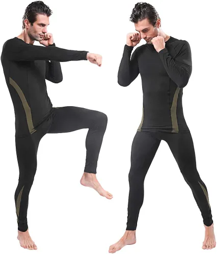 Miniatura 3 de JoofEric Conjunto de ropa interior térmica para hombre, forro polar, parte superior e inferior, ropa interior cálida y larga, trajes deportivos