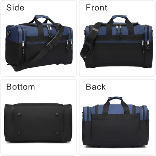 Miniatura 5 de AirBuyW Bolsa de lona de 16 pulgadas, de viaje, para fin de semana, para deporte, gimnasio, correa ajustable para hombres y mujeres, Azul Real