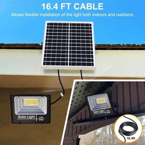 Miniatura 4 de Reflector solar para exteriores, 1500LM 6000K reflectores brillantes, luz de seguridad de energía solar impermeable IP65, luz automática