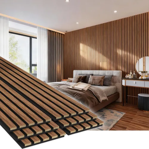 Miniatura 17 de EVERECO Paquete de 6 paneles acústicos de pared con listones de madera de 92.5 x 7.87 pulgadas, paneles de pared 3D absorbentes de sonido