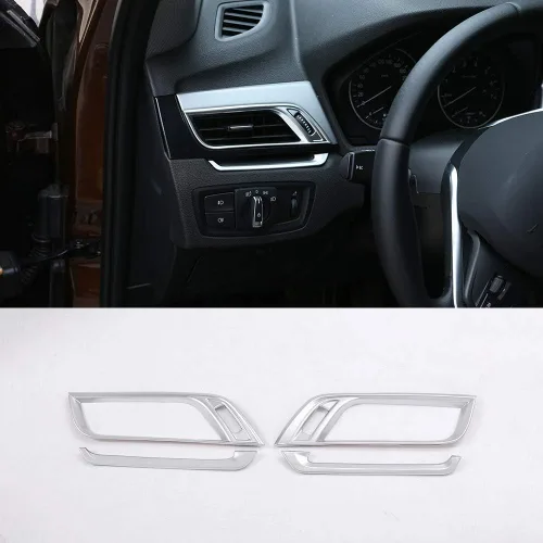 Miniatura 9 de YIWANG Cubierta de ventilación de aire acondicionado lateral cromada ABS estilo fibra de carbono 4 piezas para BMW X1 F48 2016-2019, para BMW X2 F47