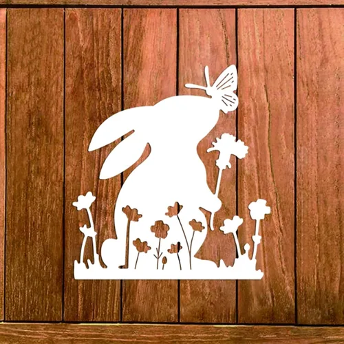 Miniatura 7 de Troqueles de metal de conejo de Pascua, lindo conejo beso, mariposa, marco de animales, plantillas de manualidades, tarjetas de corte, troqueles