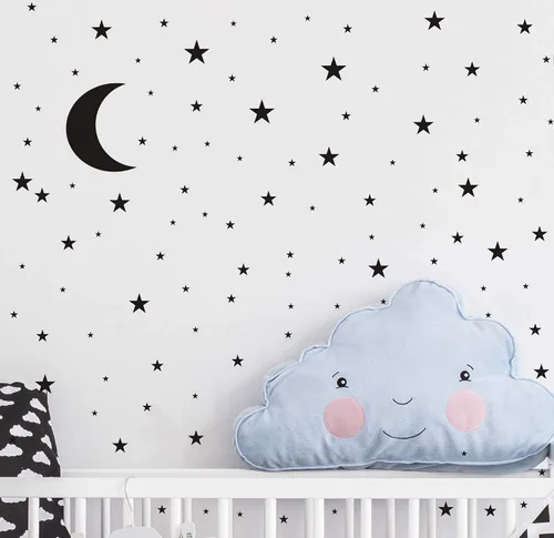Miniatura 2 de Vinilo adhesivo de pared con diseño de luna y estrellas para niños y niñas, decoración de habitación de bebé, decoración de pared para el hogar
