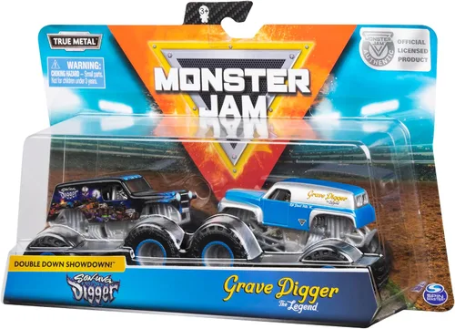 Miniatura 2 de Monster Jam Grave Digger vs Son-Uva Digger Monster Truck Duo Pack- True Metal a escala 1:64 fundido a presión con pintura y cuerpo originales