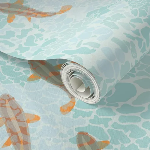 Miniatura 2 de Spoonflower Papel tapiz autoadhesivo de 12 x 2 pies – Pescado naranja agua mar océano ola náutica papel tapiz extraíble personalizado