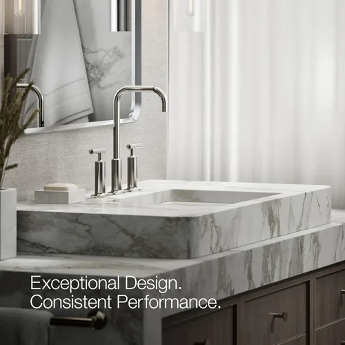 Miniatura 4 de Kohler K-14410-4-BGD Purist - Grifo para lavabo de baño con manijas de palanca baja y boquilla baja, 14408-4-SN Níquel pulido vibrante