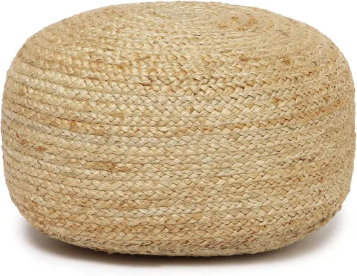 Miniatura 26 de REDEARTH Puf circular de yute, puf otomano – Puf trenzado con acento para sentarse redondo reposapiés para sala de estar, dormitorio, guardería