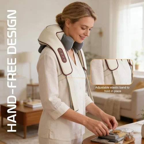 Miniatura 4 de Therapexa Masajeador de cuello con calor, masajeador de cuello y hombro, masajeador shiatsu profundo 6D para aliviar el dolor de espalda, hombros
