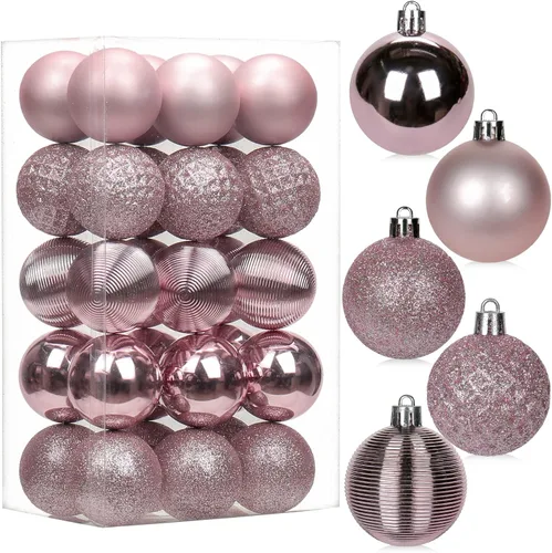 Miniatura 32 de 30 piezas de adornos de bola de árbol de Navidad irrompibles negros para decoración navideña