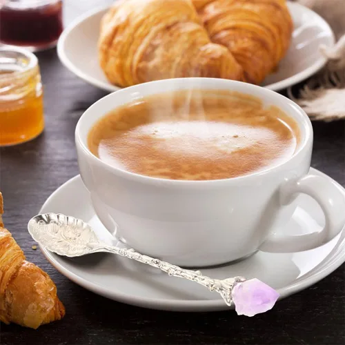 Miniatura 6 de HOMSFOU Juego de 2 cucharas de café de cristal, cucharas de postre para café expreso, cucharaditas versátiles para uso en el hogar, cocina