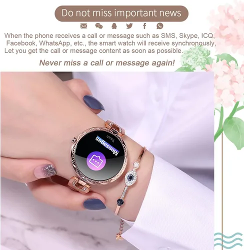 Miniatura 4 de Reloj inteligente para mujer, compatible con teléfonos Android/iOS. Rastreador de salud y fitness con frecuencia cardíaca, presión arterial